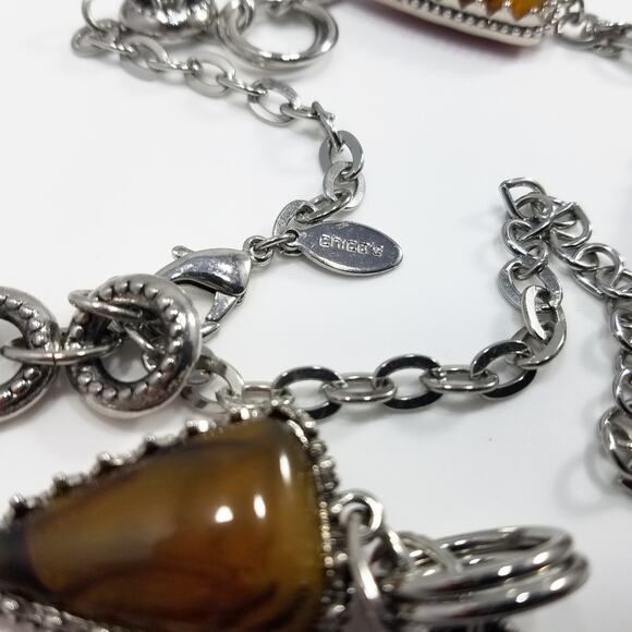 Chico's Reversible Red To Brown Silver Necklace, Red Cabochons, Brown Cabochons - Picture 7 of 8